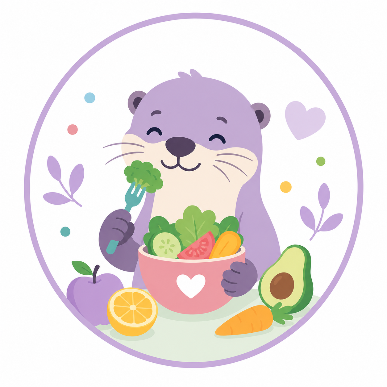 Ilustración de Nutrición con alimentos saludables y una preparación sencilla.